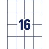 Stansritning Enkel ark A4, Artikel: B5274-50, Ultra-resistenta folieetiketter, Format: 52 x 74 mm, 16 etiketter/ark.