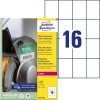 Förpackningsbild med etikettark: Avery Zweckform Ultra-Resistenta Folie-Etiketter, Artikel: B5274-50, Format: 52 x 74 mm, Utskriftsanpassning: Laser svart/vit, Färglaser, Innehåll: 800 etiketter / 50 ark, 16 etiketter/ark.