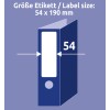 Storleksjämförelse med hand, Artikel: C32267-10, ett ark mappinsättningsetiketter, Hemmakontor, liten förpackning, Format: 54 x 190 mm, Färg: Vit?