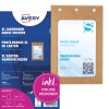 Förpackningsbild med kartblad: Avery Zweckform namnskyltar stor, Artikel: 4839XL, Format: 105 x 148 mm, Utskriftskapacitet: Laser s/v, färglaser, bläckstråle, laser, Innehåll: 50 namnskyltar / 52 insticksskyltar / 13 ark, /ark?