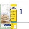 Förpackningsbild med etikettark: Avery Zweckform fraktetiketter, Artikel: J8567-25, Format: 210 x 297 mm, Utskriftslämplighet: Bläckstråle, Innehåll: 25 etiketter / 25 ark, 1 etikett/ark.