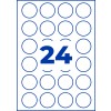 Stansritning enkelblad A4, Artikel: L3415-100, runda etiketter, format: ⌀ 40 mm, 24 etiketter/blad.
