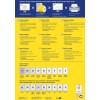 Bilden är en guide för att designa och skriva ut etiketter, med runda etiketter i olika storlekar och beskrivningar på flera språk. Den innehåller tips, en QR-kod för programvaruåtkomst och kontaktinformation för support.
