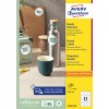 Förpackningsbild: Avery Zweckform Runda Etiketter, Artikel: L3416-100, Format: ⌀ 60 mm, Utskriftsmöjligheter: Bläckstråle, Laser svart/vit, Färglaser, Innehåll: 1 200 etiketter / 100 ark, 12 etiketter/ark.