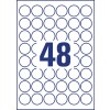 Stansritning Enkelark A4, Artikel: L4716REV-20, Väderbeständiga etiketter, avtagbara, Format: ⌀ 30 mm, 48 etiketter/ark.