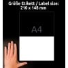 Storleksjämförelse med hand, artikel: L4717REV-20, ett ark väderbeständiga etiketter, avtagbara, format: 210 x 148 mm, färg: vit.