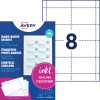 Förpackningsbild med etikettark: Avery Zweckform, Artikel: L4728-20, Instickskort, Format: 60 x 90 mm, Trycklämplighet: Bläckstråle, Färglaser, Svartvit laser, Kopiator, Innehåll: 160 instickskort / 20 ark, 8 kort/ark.