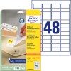 Förpackningsbild med etikettark: Avery Zweckform Universaletiketter, avtagbara, Artikel: L4736REV-25, Format: 45,7 x 21,2 mm, Skrivar kompatibel: Bläckstråle, Laserskrivare svart/vit, Färglaserskrivare, Innehåll: 1.440 etiketter / 30 ark, 48 etiketter/ark