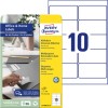 Förpackningsbild med etikettsark: Avery Zweckform etiketter, avtagbara, hemkontor, liten förpackning, artikel: L4744REV-10, format: 96 x 50,8 mm, skrivbarhet: bläckstråle, svartvitt laser, färglaser, innehåll: 100 etiketter / 10 ark, 10 etiketter/ark.