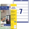 Förpackningsbild med etikettark: Avery Zweckform pärmetiketter, avtagbara, hemmakontor, liten förpackning, artikel: L4760REV-10, format: 38 x 192 mm, utskriftslämplighet: bläckstråle, svartvit laser, färglaser, innehåll: 70 etiketter / 10 ark, 7 etiketter/ark.