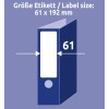 Storleksjämförelse med hand, artikel: L4761REV-10, ett ark med avtagbara pärmetiketter, hemmakontor, småförpackning, format: 61 x 192 mm, färg: vit?