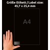 Storleksjämförelse med hand, artikel: L4770-25, ett ark adressetiketter, format: 45,7 x 25,4 mm, färg: Transparent?