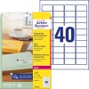 Förpackningsbild med etikettark: Avery Zweckform adressetiketter, Artikel: L4770-25, Format: 45,7 x 25,4 mm, Lämplig för utskrift: Laser s/v, färglaser, Innehåll: 1 000 etiketter / 25 ark, 40 etiketter/ark.