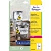 Förpackningsbild: Avery Zweckform Väderbeständiga Folieetiketter för laserskrivare, Artikel: L4773-20, Format: 63,5 x 33,9 mm, Skrivarkompatibilitet: Laser s/v, Färglaser, Innehåll: 480 etiketter / 20 ark, 24 etiketter/ark.