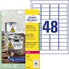 Förpackningsbild med etikettark: Avery Zweckform Väderbeständiga folieetiketter, Artikel: L4778-20, Format: 45,7 x 21,2 mm, Skrivarutrustning: Laser s/v, Färglaser, Innehåll: 960 etiketter / 20 ark, 48 etiketter/ark.