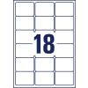 Stansritning Enkelark A4, Artikel: L6025REV-25, Universaletiketter, avtagbara, Format: 63,5 x 46,6 mm, 18 etiketter/ark.