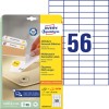 Förpackningsbild med etikettark: Avery Zweckform Universaletiketter, Artikel: L6027REV-25, Format: 52,5 x 21,2 mm, Utskriftslämplighet: Bläckstråleskrivare, svartvit laserskrivare, färglaserskrivare, Innehåll: 1 680 etiketter / 30 ark, 56 etiketter/ark.