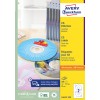 Förpackningsbild: Avery Zweckform CD-etiketter ClassicSize, Artikel: L6043-100, Format: ⌀ 117 mm, Skrivarkompatibilitet: Bläckstråle, Svart/vit laser, Färglaser, Innehåll: 200 etiketter / 100 ark, 2 etiketter/ark.