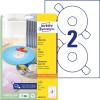 Förpackningsbild med etikettark: Avery Zweckform CD-etiketter ClassicSize, Artikel: L6043-25, Format: ⌀ 117 mm, Utskriftsegenskaper: Inkjet, Laser svart/vit, Färglaser, Innehåll: 50 etiketter / 25 ark, 2 etiketter/ark.