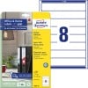 Förpackningsbild med etikettark: Avery Zweckform pärmetiketter, hemmakontor, liten förpackning, artikel: L6060-10, format: 34 x 192 mm, utskriftsanpassning: bläckstråle, svartvit laser, färglaser, innehåll: 80 etiketter / 10 ark, 8 etiketter/ark.