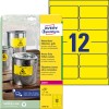 Förpackningsbild med etikettsark: Avery Zweckform Väderbeständiga folieetiketter, Artikel: L6107-20, Format: 99,1 x 42,3 mm, Skrivarkompatibilitet: Laser svart/vit, Innehåll: 240 etiketter / 20 ark, 12 etiketter/ark.