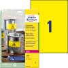 Förpackningsbild med etikettark: Avery Zweckform väderbeständiga folieetiketter, artikel: L6111-20, format: 210 x 297 mm, utskriftslämplighet: laser svart/vit, innehåll: 20 etiketter / 20 ark, 1 etikett/ark.