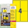Förpackningsbild med etikettark: Avery Zweckform väderbeständiga folieetiketter, Artikel: L6127-20, Format: 99,1 x 139 mm, Skrivarkompatibilitet: Laser svart/vit, Innehåll: 80 etiketter / 20 ark, 4 etiketter/ark.