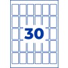 Stort blått nummer 30 centrerat över ett rutnät av rundade rektangulära plattor?