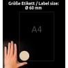 Storleksjämförelse med hand, Artikel: L7106-25, ett ark naturligt bruna etiketter, format: ⌀ 60 mm, färg: naturligt brun?