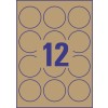 Stansritning enskilt ark A4, Artikel: L7106-25, Naturligt bruna etiketter, Format: ⌀ 60 mm, 12 etiketter/ark.