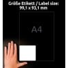 Storleksjämförelse med hand, artikel: L7166-100, ett ark fraktetiketter, format: 99,1 x 93,1 mm, färg: Vit.