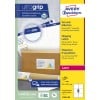 Förpackningsbild: Avery Zweckform Vita fraktetiketter, Artikel: L7166-100, Format: 99,1 x 93,1 mm, Lämpliga för utskrift: Svartvit laser, färglaser, Innehåll: 600 etiketter / 100 ark, 6 etiketter/ark