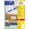 Förpackningsbild: Avery Zweckform Vita fraktetiketter, Artikel: L7167-100, Format: 199,6 x 289,1 mm, Skrivarpassning: Laser s/v, färglaser, Innehåll: 100 etiketter / 100 ark, 1 etikett/ark?