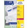 Förpackningsbild: Avery Zweckform, Artikel: L7181-100, Format: 70 x 37 mm, Tryckkompatibilitet: Färglaserskrivare, svartvitt laserskrivare, Innehåll: 2 400 etiketter / 100 ark, 24 etiketter/ark.