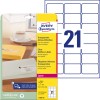 Förpackningsbild med etikettsark: Avery Zweckform Adressetiketter, Artikel: L7560-25, Format: 63,5 x 38,1 mm, Utskriftslämplighet: Laser svartvitt, färglaser, Innehåll: 525 etiketter / 25 ark, 21 etiketter/ark.