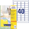 Förpackningsbild med etikettark: Avery Zweckform Mini-organisationsetiketter, Artikel: L7654-100, Format: 45,7 x 25,4 mm, Utskriftslämplighet: Bläckstråle, Svartvitt laser, Färglaser, Innehåll: 4 000 etiketter / 100 ark, 40 etiketter/ark.