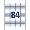 Stansritning Enkelark A4, Artikel: L7656-25, Mini-organisationsetiketter, Format: 46 x 11,1 mm, 84 etiketter/ark