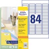 Förpackningsbild med etikettark: Avery Zweckform Mini-organisationsetiketter, Artikel: L7656-25, Format: 46 x 11,1 mm, Utskriftslämplighet: Bläckstråleskrivare, Svartvit laser, Färglaser, Innehåll: 2.100 etiketter / 25 ark, 84 etiketter/ark.