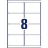 Stansritning enkelark A4, Artikel: L7765-40, Högblank etikett, Format: 99,1 x 67,7 mm, 8 etiketter/ark.