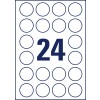 Stansritning Enstaka ark A4, Artikel: L7780-25, Transparente etiketter, Format: ⌀ 40 mm, 24 etiketter/ark