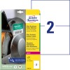 Förpackningsbild med etikettark: Avery Zweckform Ultra-Resistenta Folie-Etiketter, Artikel: L7916-10, Format: 210 x 148 mm, Utskriftskompatibilitet: Laser s/v, Färglaser, Innehåll: 20 etiketter / 10 ark, 2 etiketter/ark.