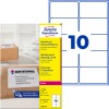 Förpackningsbild med etikettsark: Avery Zweckform fraktetiketter, Artikel: L7992-25, Format: 99,1 x 57 mm, Skrivarvänlighet: Laser svart/vit, färglaser, Innehåll: 250 etiketter / 25 ark, 10 etiketter/ark.