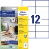 Förpackningsbild med etikettark: Avery Zweckform återvinning etiketts, hemmakontor, liten förpackning, artikel: LR3424-10, format: 105 x 48 mm, utskriftskapacitet: Inkjet,Laser s/v,färglaser, innehåll: 120 etiketter / 10 ark, 12 etiketter/ark.