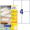Förpackningsbild med etikettark: Avery Zweckform Recycling Universaletiketter, Artikel: LR3483, Format: 105 x 148 mm, Trycklämplighet: Inkjet, Laser s/v, Färglaser, Innehåll: 400 etiketter / 100 ark, 4 etiketter/ark