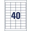 Stansritning för ett enskilt ark A4, Artikel: LR3657-10, återvinningsbara universaletiketter, Format: 48,5 x 25,4 mm, 40 etiketter/ark.