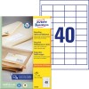 Förpackningsbild med etikettark: Avery Zweckform Återvinningsbara Universaletiketter, Artikel: LR3657, Format: 48,5 x 25,4 mm, Lämplighet för skrivare: Inkjet, Laser svart/vit, Färglaser, Innehåll: 4.000 etiketter / 100 ark, 40 etiketter/ark.