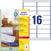 Förpackningsbild med etikettark: Avery Zweckform återvunnet adressetiketter, Artikel: LR7162-100, Format: 99,1 x 33,9 mm, För utskrift: Laser s/v, färglaser, Innehåll: 1.600 etiketter / 100 ark, 16 etiketter/ark.