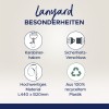 Bilden visar en grafik som förklarar egenskaperna hos en nyckelrem, inklusive en karbinhake, säkerhetslås, material av hög kvalitet och tillverkad av 100 % återvunnen plast.