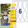 Förpackningsbild med etikettark: Avery Zweckform insticksskyltar, Artikel: T3006-10, Format: 128 x 47 mm, Skrivarkompatibilitet: Laser s/v, färglaser, Innehåll: 60 stycken / 10 ark, 6 stycken/ark.